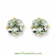 14k 7mm Cushion Green Amethyst Earring