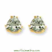 14k 7mm Trillion Green Amethyst Earring