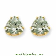 14k 8mm Trillion Green Amethyst Earring