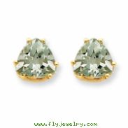 14k 8mm Trillion Green Amethyst Earring