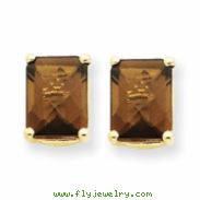 14k 8x6 Emerald Smokey Quartz Earring