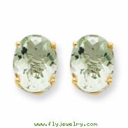 14k 9x7 Oval Green Amethyst Earring