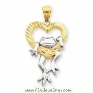 14k and Rhodium D/C Frog in Heart Pendant