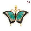 14K Aqua Stained Glass Wings Butterfly Pendant