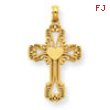 14K Beaded Cross with Heart Pendant