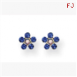 14K Blue & Aurora Borealis Crystal Flower Earrings