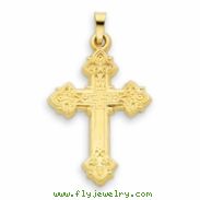 14k Budded Hollow Cross Pendant