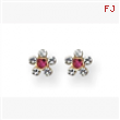 14K Clear & Rose Crystal Flower Earrings