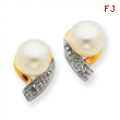 14K Cultured Pearl & Diamond Earrings