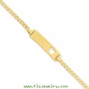 14k Curb Link Baby ID, Plate with Cut-out Heart Bracelet