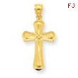 14K Diamond-cut Beveled Edges Cross Pendant