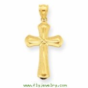 14K Diamond-cut Beveled Edges Cross Pendant