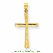 14K Diamond-cut Texture Cross Pendant