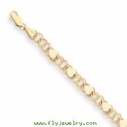 14k Double Link with Hearts Charm Bracelet