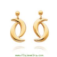 14K Double Moon Shape Dangle Earrings