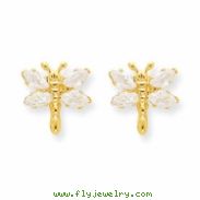 14k Dragonfly w/CZ Post Earrings