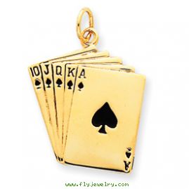 14k Enameled Royal Flush Playing Cards Charm