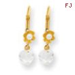 14k Flower CZ/Freshwater Cultured Pearl Leverback Earrings