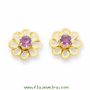 14k Flower w/Purple CZ Post Earrings