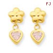 14k Flower/Heart w/Pink CZ Post Earrings