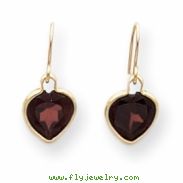 14k Garnet Heart Dangle Earrings