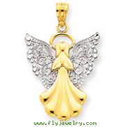 14K Gold  & Rhodium Filigree Angel Pendant