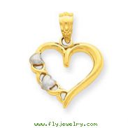 14K Gold  & Rhodium Heart Pendant