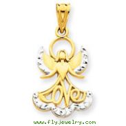 14K Gold  & Rhodium Love Angel Pendant