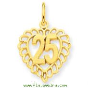 14K Gold  25 In A Heart Charm