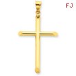 14K Gold  3-D Polished Hollow Cross Pendant