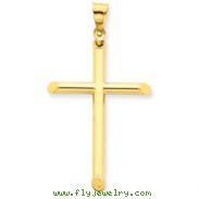 14K Gold  3-D Polished Hollow Cross Pendant