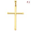 14K Gold  3-D Polished Hollow Cross Pendant