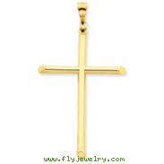 14K Gold  3-D Polished Hollow Cross Pendant