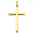 14K Gold  3-D Polished Hollow Cross Pendant