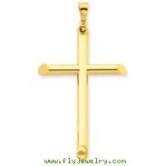 14K Gold  3-D Polished Hollow Cross Pendant