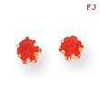 14K Gold  4mm Synthetic Ruby  Screwback Earrings