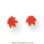 14K Gold  4mm Synthetic Ruby  Screwback Earrings