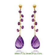 14K Gold  Amethyst Dangle Earrings