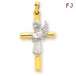 14K Gold  Angel & Cross Pendant