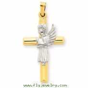 14K Gold  Angel & Cross Pendant