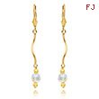 14K Gold  Aurore Boreale Crystal Bead Leverback Earrings