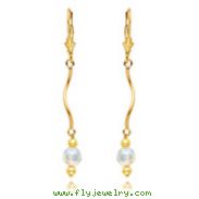 14K Gold  Aurore Boreale Crystal Bead Leverback Earrings