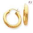 14K Gold  Diamond-Cut 4x25mm Round Hoop Earrings