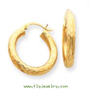 14K Gold  Diamond-Cut 4x25mm Round Hoop Earrings