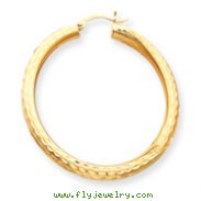 14K Gold  Diamond-Cut 4x45mm Round Hoop Earrings