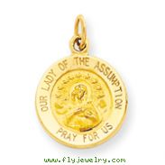 14K Gold  Our Lady Of The Assumption Medal Charm