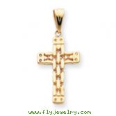 14K Gold  Polished Panther Style Cross Pendant