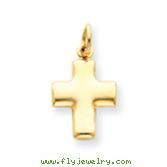 14K Gold  Puffed Cross Charm