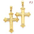 14K Gold  Reversible Diamond Cut Cross Pendant