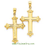 14K Gold  Reversible Diamond Cut Cross Pendant